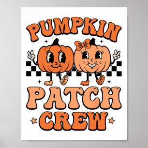 Groovy Pompoen Patch Crew Squad Thanksgiving Herfs Poster