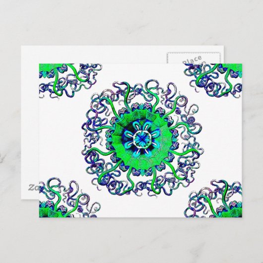 Groovy Pop Art Jellyfish MandalaTattoo Briefkaart (Voorkant / Achterkant)
