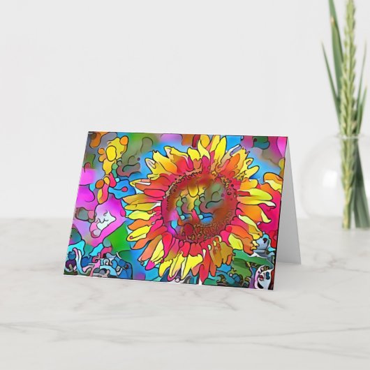 Groovy Pop Art Sunflower Art Kaart (Voorkant)