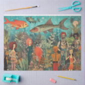 Groovy Pop cultuur onder het Zee collage decoupage Tissuepapier (Craft)