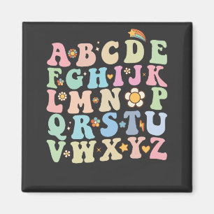 Groovy Pre K Kleuter Alfabet ABC Retro Magneet