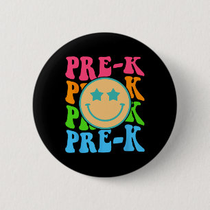 Groovy Pre-K Vibes Face Retro Teachers Kinder Teru Ronde Button 5,7 Cm