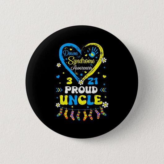 Groovy Proud Down Syndrome Uncle Awareness Matchin Ronde Button 5,7 Cm (Voorkant)