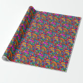 Groovy Psychedelic Floral Cadeaupapier (Uitgerold)