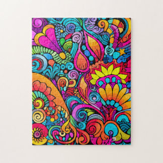 Groovy Psychedelic Floral Legpuzzel