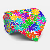 Groovy Psychedelic Flowers Stropdas (Opgerold)