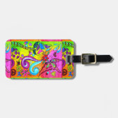 Groovy psychedelic hippie kleuren Thunder_Cove Bagagelabel (Voorkant horizontaal)