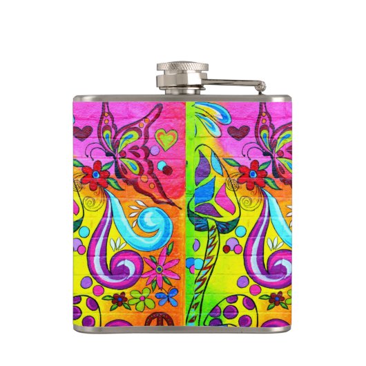 groovy psychedelic magische paddenstoel heupfles (Achterkant)