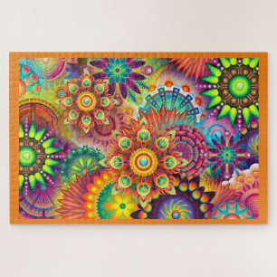 Groovy Psychedelic Mandala Design Legpuzzel
