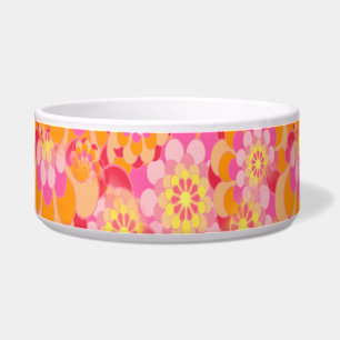 Groovy Psychedelic Pink Oranje Hippy Flower Voerbakje