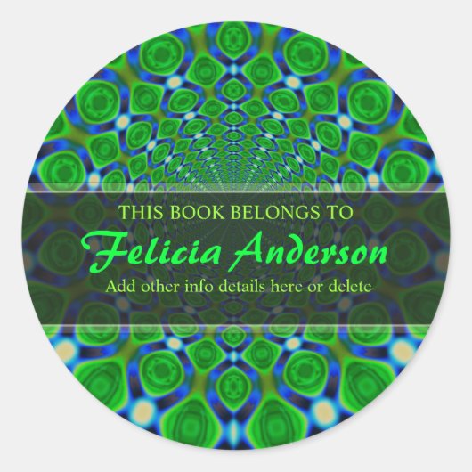 Groovy Psychedelic Trippy Art Book Label Stickers (Voorkant)