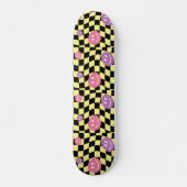 Groovy psychedelische Retro Smiley Checkerboard, Skateboard (Voorkant)