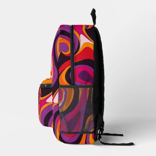 Groovy psychedelische retro swirls bedrukte rugzak (Rechts)