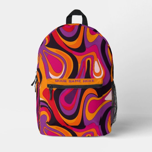 Groovy psychedelische retro swirls bedrukte rugzak (Voorkant)