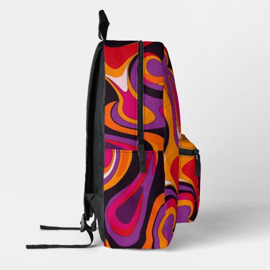 Groovy psychedelische retro swirls bedrukte rugzak (Links)