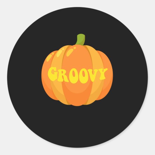 Groovy Pumpkin Retro 60s Ronde Sticker (Voorkant)