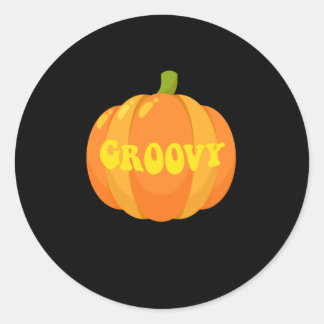 Groovy Pumpkin Retro 60s Ronde Sticker