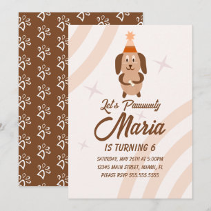 Groovy Puppy Verjaardags Paw-ty Feest Beest Kaart