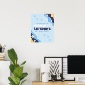 Groovy Puppy Welcome Sign Poster Birthday Blue (Bureau à domicile)