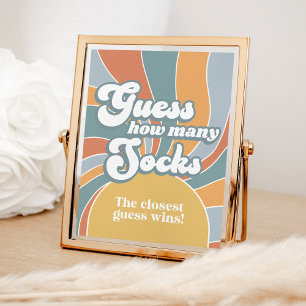 Groovy Raad eens hoeveel Sokken Baby shower terugg Poster