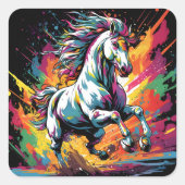 Groovy  Race Paard Pop Art Vierkante Sticker (Voorkant)