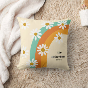 Groovy Rainbow 1970s Style Boho gepersonaliseerd Kussen