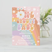 Groovy Rainbow 1st Birthday Invitation (Debout devant)