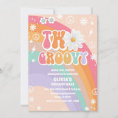Groovy Rainbow 2nd Birthday Invitation (Devant)