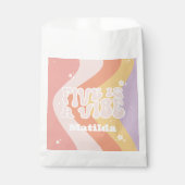 Groovy rainbow 5 is een vibe 60's retro daisy cool bedankzakje (Voorkant)