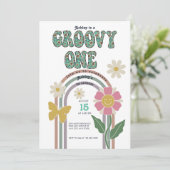 Groovy Rainbow | Cartes d'invitation pour 1er anni (Debout devant)