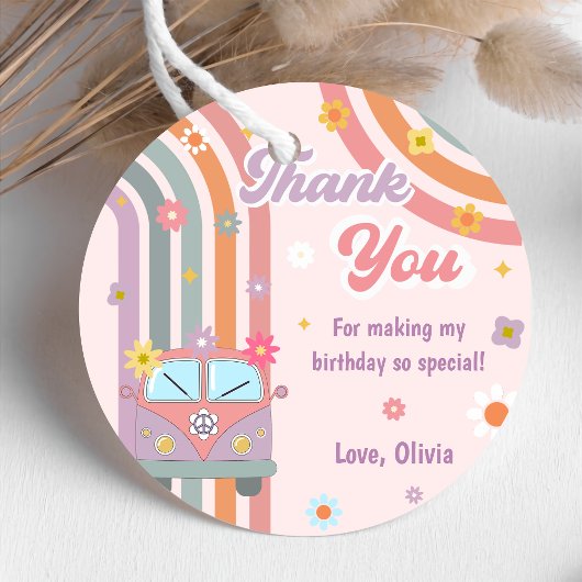 Groovy Rainbow Dank u verjaardagsfeestje Bedankjes Labels