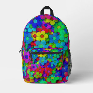 Groovy Rainbow Flowers Bedrukte Rugzak