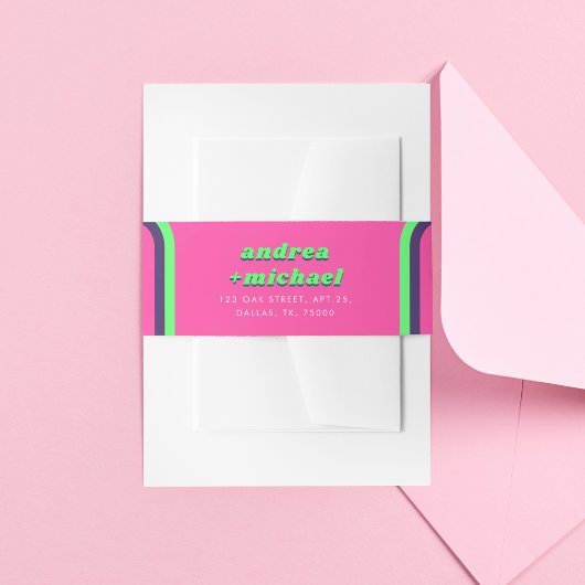 Groovy Rainbow Pink Blauwgroen Limoen 70s Retro Br Uitnodigingen Wikkel