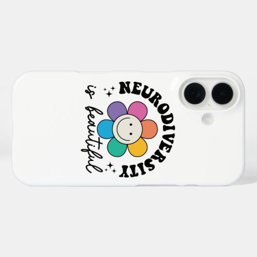 Groovy Rainbow Smiley Flower Neurodiversity Case-Mate iPhone Case (Achterkant (horizontaal))
