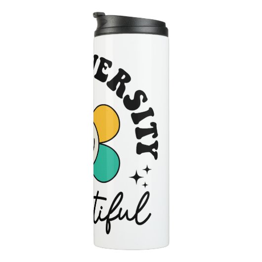 Groovy Rainbow Smiley Flower Neurodiversity Thermosbeker (Geroteerd rechts)