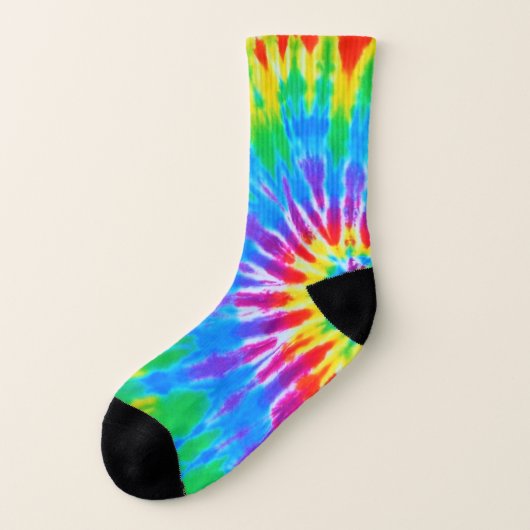 Groovy Rainbow Spiral Tie Dye Sokken (Links - buitenkant)