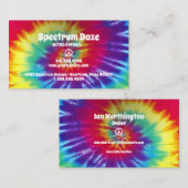 Groovy Rainbow Stropdas-Dye Hippie Visitekaartje (Voorkant / Achterkant)