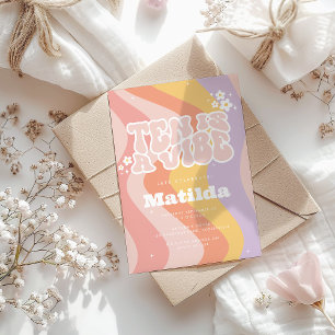 Groovy Rainbow Ten is een Vibe 60's retro daisy co Kaart