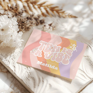 Groovy Rainbow Ten is een Vibe 60's retro daisy co Kaart