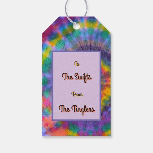 Groovy Rainbow Tie-dye  Cadeaulabel (Achterkant)