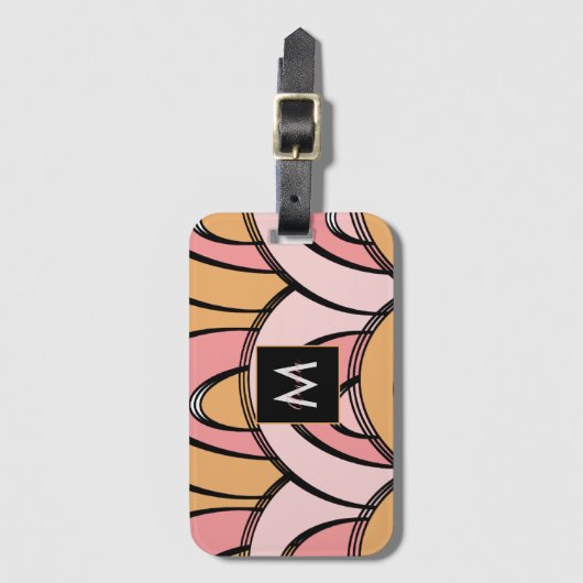 Groovy Rainbows Oranje roze patroon Bagagelabel (Voorkant (verticaal))