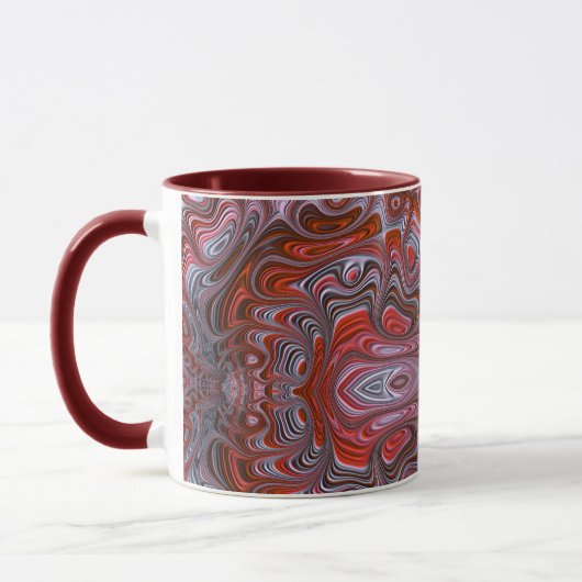 Groovy Red Marked Natte Verf Fractal Art Mok (Links)