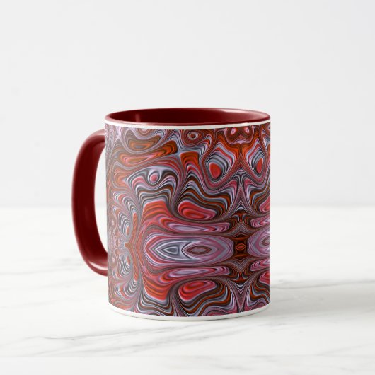 Groovy Red Marked Natte Verf Fractal Art Mok (Voorkant links)