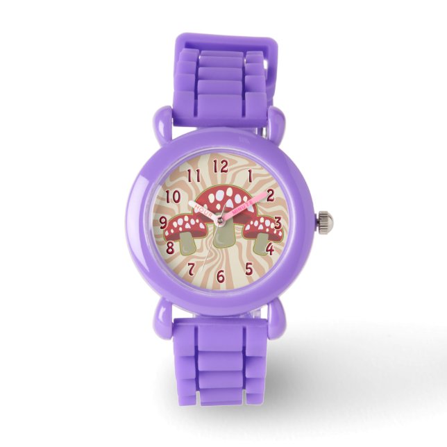 Groovy Red Mushrooms Horloge (Voorkant)