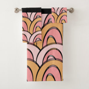 Groovy Regenbogen Oranje Roze Patroon Bad Handdoek