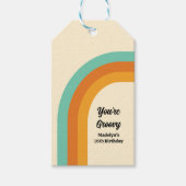 Groovy Regenboog jaren 70 Stijl Turquoise & Sinaas Cadeaulabel (Voorkant)