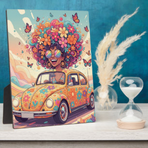Groovy Regenboog Retro 70s Boho Flower Power Fotoplaat