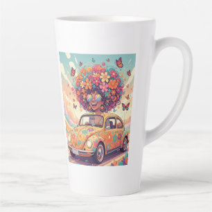 Groovy Regenboog Retro 70s Boho Flower Power Latte Mok