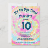 Groovy regenboogdas kleurstof 10e verjaardagsfeest kaart (Voorkant)