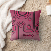 Groovy Retro 1960s Linear Design Roze en Zwart Kussen (Deken)